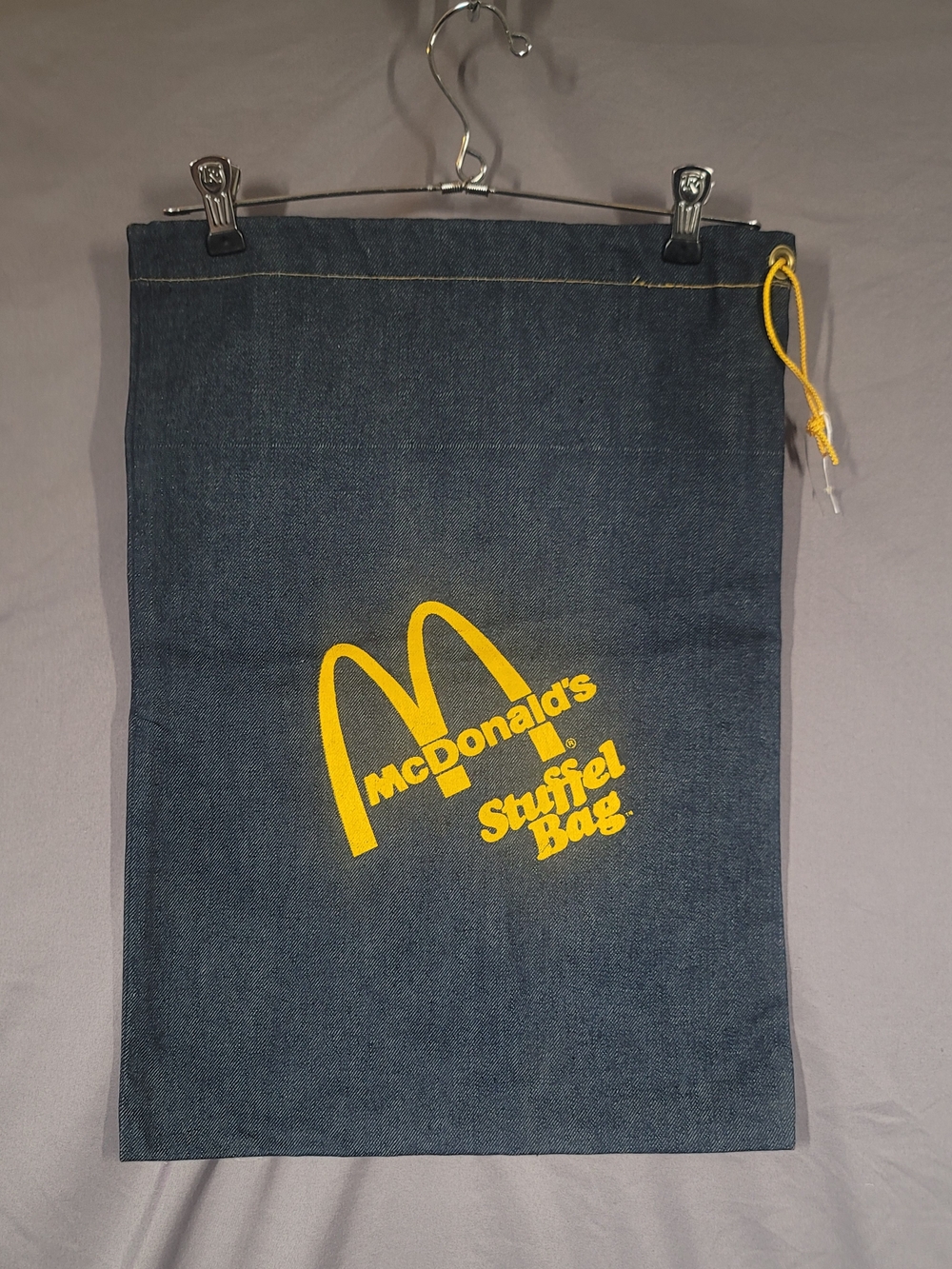 Vintage McDonald's Denim Stuffle Bag Drawstring Storage Sack Golden Arches Colle